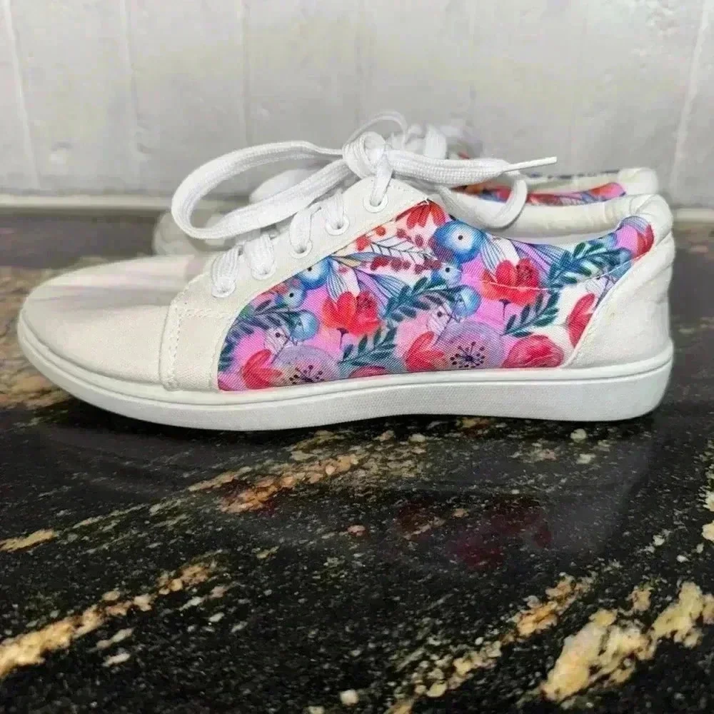 Women's Unbranded Sneakers White Pink Floral Size 6 - Picture 9 of 11